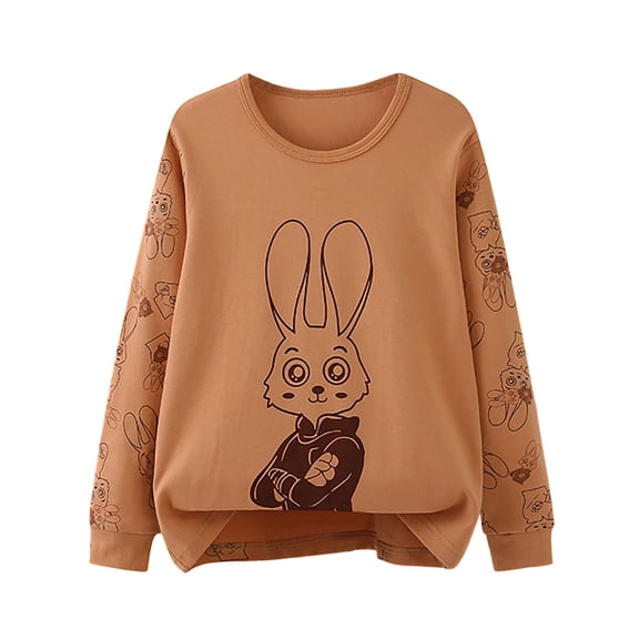 CYRBOKO Long Sleeve Tops for Big Kids, Casual Crewneck Thermal Cotton Boy's Pullover T-shirts Khaki Size 14-15 T