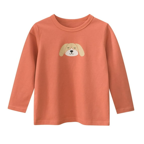 CYRBOKO Long Sleeve Tops for Toddler Boys, Crew Neck Gift Cotton Breathable Fall Sweatshirts Orange Size 4-5 T