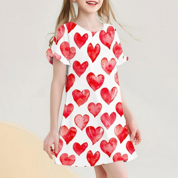 CYRBOKO Nightgowns for Girls, Lightweight Short Sleeve Soft Printed Sleep Shirts Multicolor Size 5-6 T