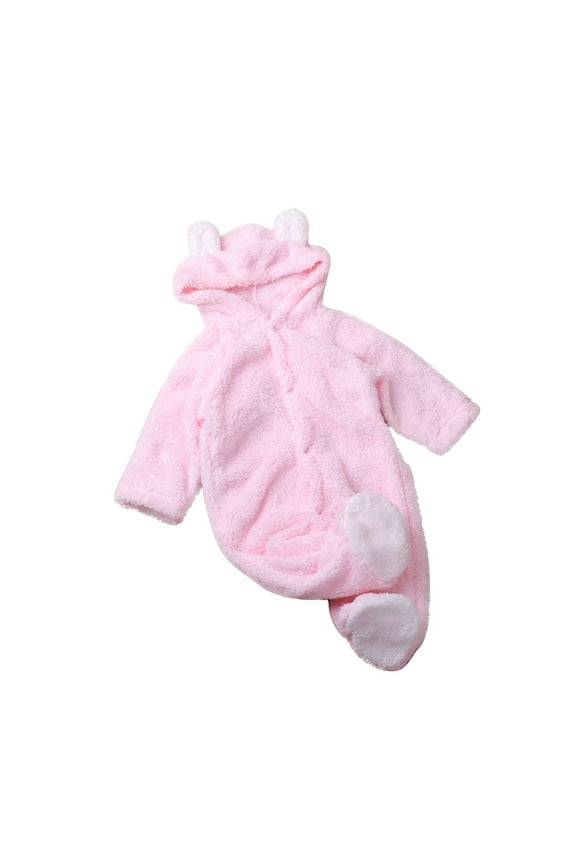 Nowborn Boys Footed Rompers, Comfy Thermal Long Sleeve Unisex Button Nowborns Pajamas Pink Size 0-3 Months