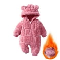 thumbnail image 1 of CYRBOKO Nowborn Boys Girls Fleece Pajamas One-pieces, Fall Thermal Unisex Sleepwear Long Sleeve Zipper One-piece Pink Size 0-3 Months, 1 of 7