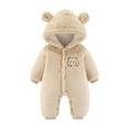 thumbnail image 1 of CYRBOKO One-pieces for Baby Boys Girls, Thermal Button Long Sleeve Unisex Casual Winter Loungewear Beige Size 9-12 Months, 1 of 4