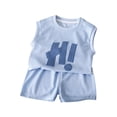 thumbnail image 1 of CYRBOKO Outfit Sets for Boys, Breathable Casual Elastic Waist Sleeveless Sports Clothing Sets Blue Size 10 T, 1 of 6