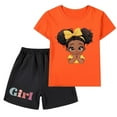 thumbnail image 1 of CYRBOKO Outfit Sets for Girls, Cotton Short Sleeve Comfy Elastic Waist Graphic Tee and Shorts Orange Size 9-10 T, 1 of 3