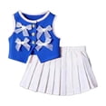 thumbnail image 1 of CYRBOKO Outfit Sets for Girls, Elastic Waist Casual Party Sleeveless Pleated Skirt Sets Blue Size 2-3 T, 1 of 4