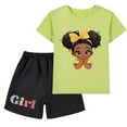 thumbnail image 1 of CYRBOKO Outfit Sets for Girls, Elastic Waist Short Sleeve Cotton Comfy Graphic Tee and Shorts Green Size 9-10 T, 1 of 3