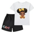 thumbnail image 1 of CYRBOKO Outfit Sets for Toddler Girls, Elastic Waist Cotton Short Sleeve Comfy Graphic Tee and Shorts White Size 2-3 T, 1 of 3