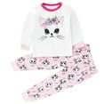 thumbnail image 1 of CYRBOKO Pajama Sets for Girls, Comfy Cotton Long Sleeve Elastic Waist Fall Pajamas Pink Size 6-7 T, 1 of 3
