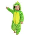 thumbnail image 1 of CYRBOKO Pajamas One-pieces for Toddler Boys Girls, Thermal Cute Dinosaur Unisex Long Sleeve Hooded One-pieces Green Size 3-4 T, 1 of 9