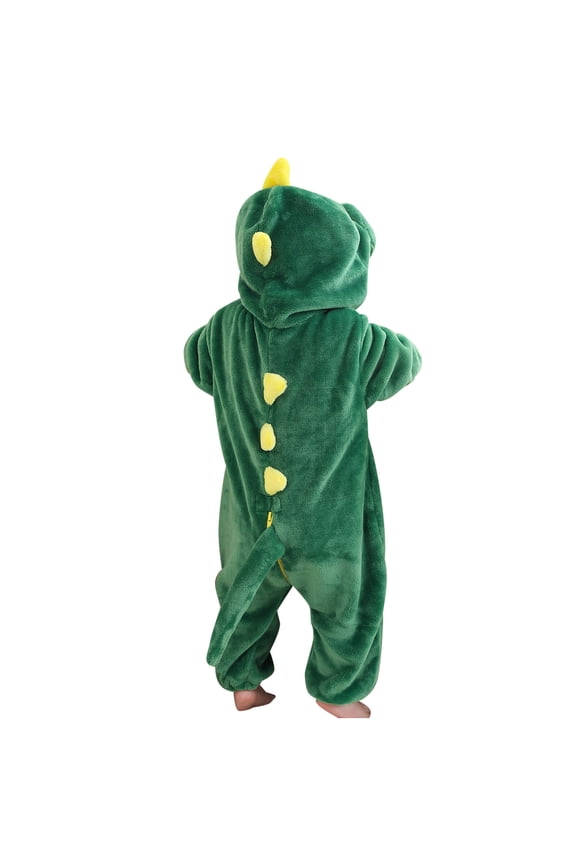 Pajamas One-pieces for Toddler Boys Girls, Thermal Dinosaur Fall Long Sleeve Unisex Hooded One-pieces Green Size 3-4 T