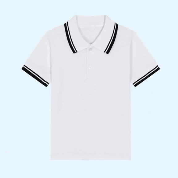 CYRBOKO Polo Shirts for Boys, Short Sleeve Pullover Collared Cotton School Uniform Tops Black Size 3-4 T