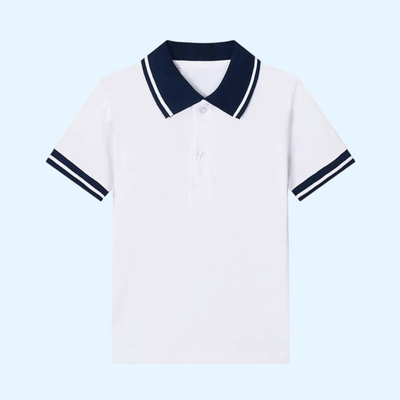 CYRBOKO Polo Shirts for Girls, Cotton Athletic Collared Short Sleeve School Uniform Tops Dark Blue Size 3-4 T