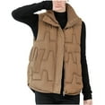 thumbnail image 1 of CYRBOKO Puffer Vests for Women, Lightweight Sleeveless Full Zip Thermal Winter Clothing Coffee Size 2XL, 1 of 9