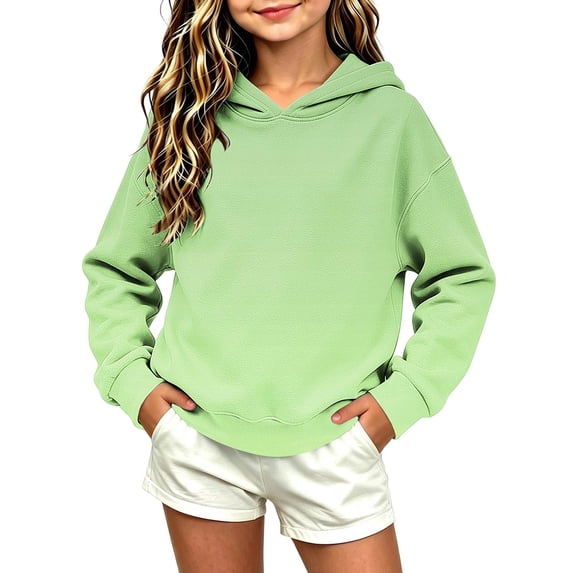 CYRBOKO Pullover Hoodies for Girls, Gradient Warm Long Sleeve Casual Fall Winter Top Green Size 7-8 T