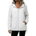 thumbnail image 1 of CYRBOKO Rain Jackets for Women, Waterproof Lightweight Full Zip Drawstring Hooded Outerwear with Pockets White Size M, 1 of 8