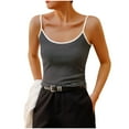 thumbnail image 1 of CYRBOKO Sleeveless Tank Tops for Women, Crew Neck Striped Casual Cotton Spaghetti strap top Black Size S, 1 of 9