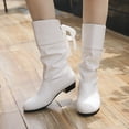 thumbnail image 1 of CYRBOKO Slouch Boots for Women, Side-zip Knee High Low Heel Casual Women's Shoes White Size 5.5, 1 of 5
