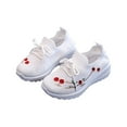 thumbnail image 1 of CYRBOKO Sneakers for Girls, Breathable Embroidered No-Tie Slip On Jogger Shoes White Size 6-7 T, 1 of 4