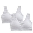 thumbnail image 1 of CYRBOKO Sports Bars for Girls, Comfortable Soft 2 Pack Cotton Breathable Seamless Bras Gray Size 14-16 T, 1 of 4