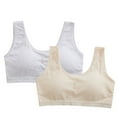 thumbnail image 1 of CYRBOKO Sports Bars for Girls, Soft 2 Pack Breathable Comfortable Cotton Seamless Bras Yellow Size 10-12 T, 1 of 6