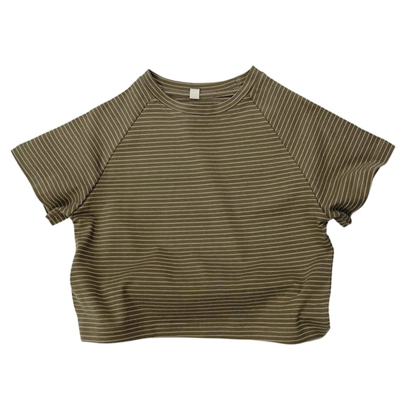 CYRBOKO Summer Cotton T-shirts for Boys, Striped Casual Crew Neck Relaxed Fit Short Sleeve Tops Gray Size 5-6 T