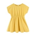 thumbnail image 1 of CYRBOKO Summer Dresses for Toddler Girls 2025, Birthday Cotton Casual Short Sleeve Princess Dresses Yellow Size 4-5 T, 1 of 7