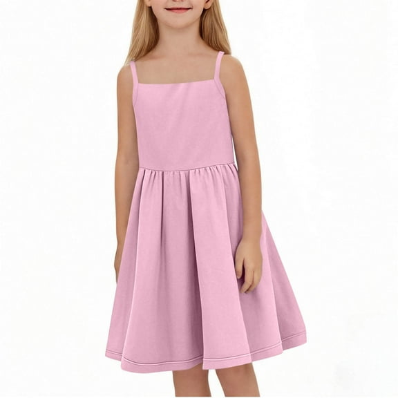CYRBOKO Summer Dresses for Toddler Girls 2025, Casual Sleeveless Princess Party Midi Dresses 2025 Pink Size 3-4 T