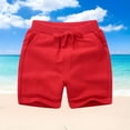 thumbnail image 1 of CYRBOKO Summer Shorts for Boys, Cotton Solid Color Loose Elastic Waist Shorts with Pockets Red Size 5-6T, 1 of 5