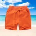 thumbnail image 1 of CYRBOKO Summer Shorts for Toddler Boys, Elastic Waist Cotton Solid Color Loose Shorts with Pockets Orange Size 3-4T, 1 of 5