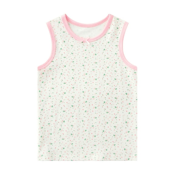 CYRBOKO Summer Tank Tops for Girls, Casual Soft Cotton Lightweight Sleeveless Tops White Size 10-12 T
