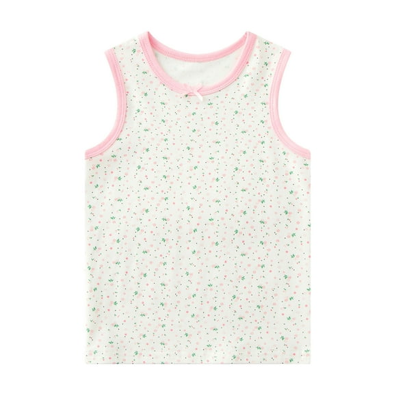 CYRBOKO Summer Tank Tops for Girls, Casual Soft Cotton Lightweight Sleeveless Tops White Size 10-12 T