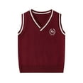 thumbnail image 1 of CYRBOKO Sweater Vests for Girls, Stretchy Sleeveless Knited V-neck School Uniform Vests Wine Size 9-10 T, 1 of 5