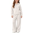 thumbnail image 1 of CYRBOKO Sweaters Outfit Sets for Girls, Comfy Zipper Long Sleeve Fall Winter Hooded Tops and Flared Pants White Size 1-8 T, 1 of 3