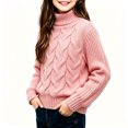 thumbnail image 1 of CYRBOKO Sweaters for Girls, Long Sleeve Warm Turtleneck Pullover Knit Winter Tops Pink Size 7-8 T, 1 of 6