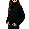 thumbnail image 1 of CYRBOKO Sweaters for Girls, Turtleneck Pullover Warm Long Sleeve Knit Winter Tops Black Size 2-3 T, 1 of 6