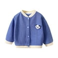 thumbnail image 1 of CYRBOKO Sweaters for Toddler Girls, Cotton Knit Long Sleeve Winter Fall Cardigans Blue Size 18-24 Months, 1 of 3