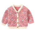 thumbnail image 1 of CYRBOKO Sweaters for Toddler Girls, Knit Gift Long Sleeve Cotton Fall Cardigans Pink Size 3-4 T, 1 of 3