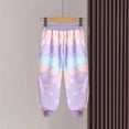 thumbnail image 1 of CYRBOKO Sweatpants for Girls, Elastic Waist Loose Cotton Tie-dye Joggers with Pockets Purple Size 5-6 T, 1 of 3