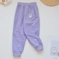 thumbnail image 1 of CYRBOKO Sweatpants for Toddler Girls, Printed Cotton Elastic Waist Running Athletic Pants Purple Size 4-5 T, 1 of 3