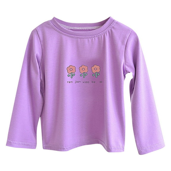 CYRBOKO Sweatshirts for Girls, Casual Soft Cotton Printed Long Sleeve Tops Purple Size 8-10 T