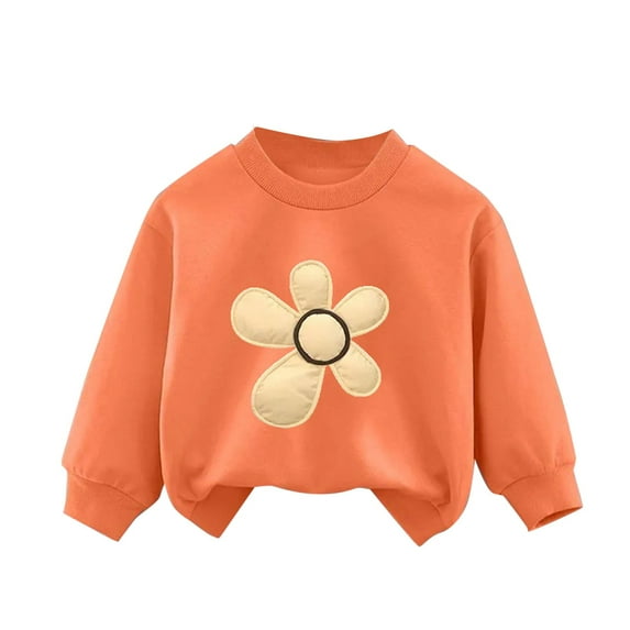 CYRBOKO Sweatshirts for Girls, Crew Neck Cotton Soft Autumn Long Sleeve Pullover Orange Size 9-10 T