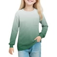 thumbnail image 1 of CYRBOKO Sweatshirts for Girls, Long Sleeve Comfortable Crew neck Gradient Pullover Shirts Green Size 7-8 T, 1 of 8