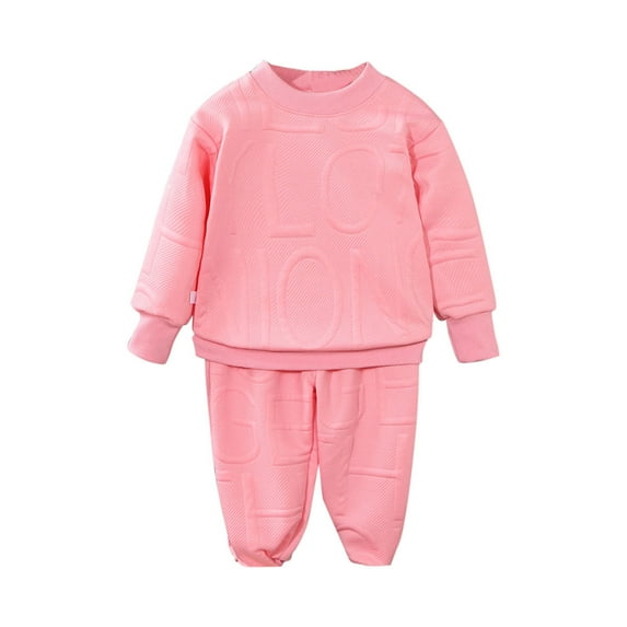 CYRBOKO Sweatsuits for Boys, Long Sleeve Elastic Waist Cotton Sport Top and Joggers Pink Size 10-11 T