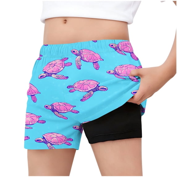 CYRBOKO Swim Trunks for Boys, Quick-dry Double-layer Elastic Waist Summer Beach Shorts Sky Blue Size 12-13 T