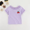 thumbnail image 1 of CYRBOKO T-shirts for Baby Girls, Cotton Embroidered Ruffle Sleeve Gifts Summer Tops Purple Size 6-12Months, 1 of 9