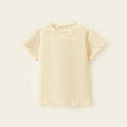 thumbnail image 1 of CYRBOKO T-shirts for Girls, Crewneck Solid Color Summer Short Sleeve Tops Beige Size 8-9T, 1 of 8