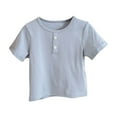 thumbnail image 1 of CYRBOKO T-shirts for Toddler Girls, Cotton Casual Summer Short Sleeve Tops Blue Size 2-3T, 1 of 6