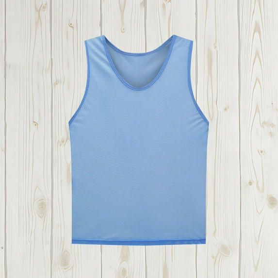 CYRBOKO Tank Tops for Boys, Casual Sleeveless Striped Holiday Summer Tops Light Blue Size 14-16 T