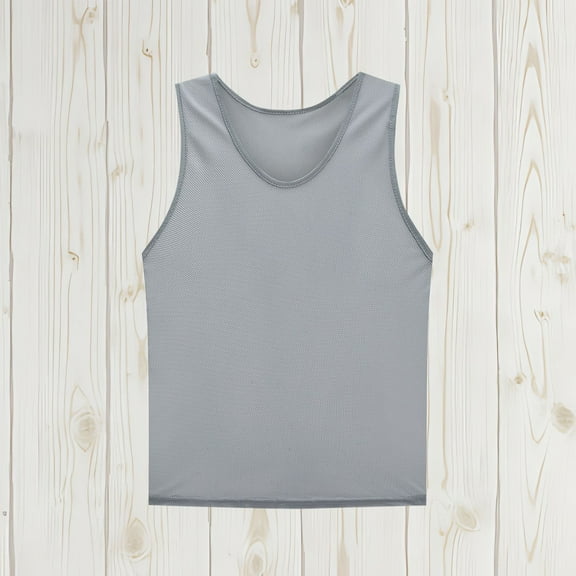 CYRBOKO Tank Tops for Boys, Striped Casual Holiday Sleeveless Summer Tops Gray Size 14-16 T