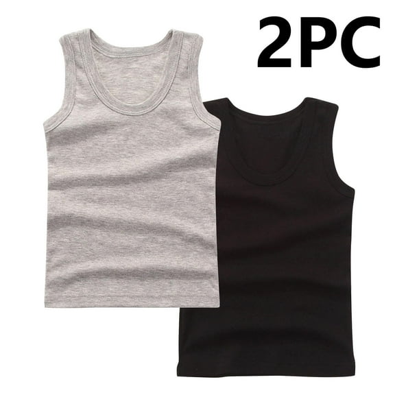 CYRBOKO Tank Tops for Girls, Crewneck 2PC Cotton 2025 Sleeveless T-shirts Brown Size 11-12 T